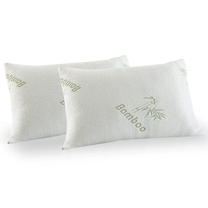 Royal Comfort Luxury Bamboo Covered Memory Foam Pillow Twin Pack Hypoallergenic - Mekamart Australia