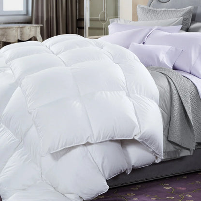 50% Duck Feather & 50% Duck Down Quilt 500GSM + Duck Pillows Twin Pack Combo - Double - White - Mekamart Australia