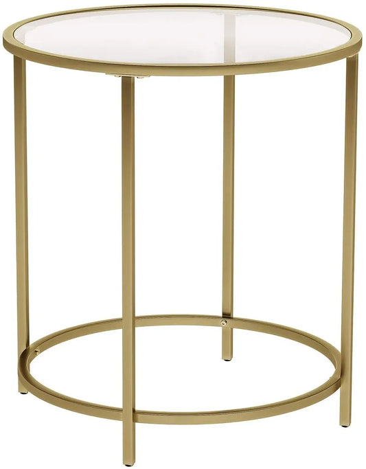 Gold Round Side Table with Golden Metal Frame Robust and Stable - Mekamart Australia
