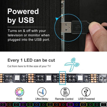 3M LED Strip Lights Rope Light for TV, Gaming and Computer (Lights Strip App with Remote Control) - Mekamart Australia