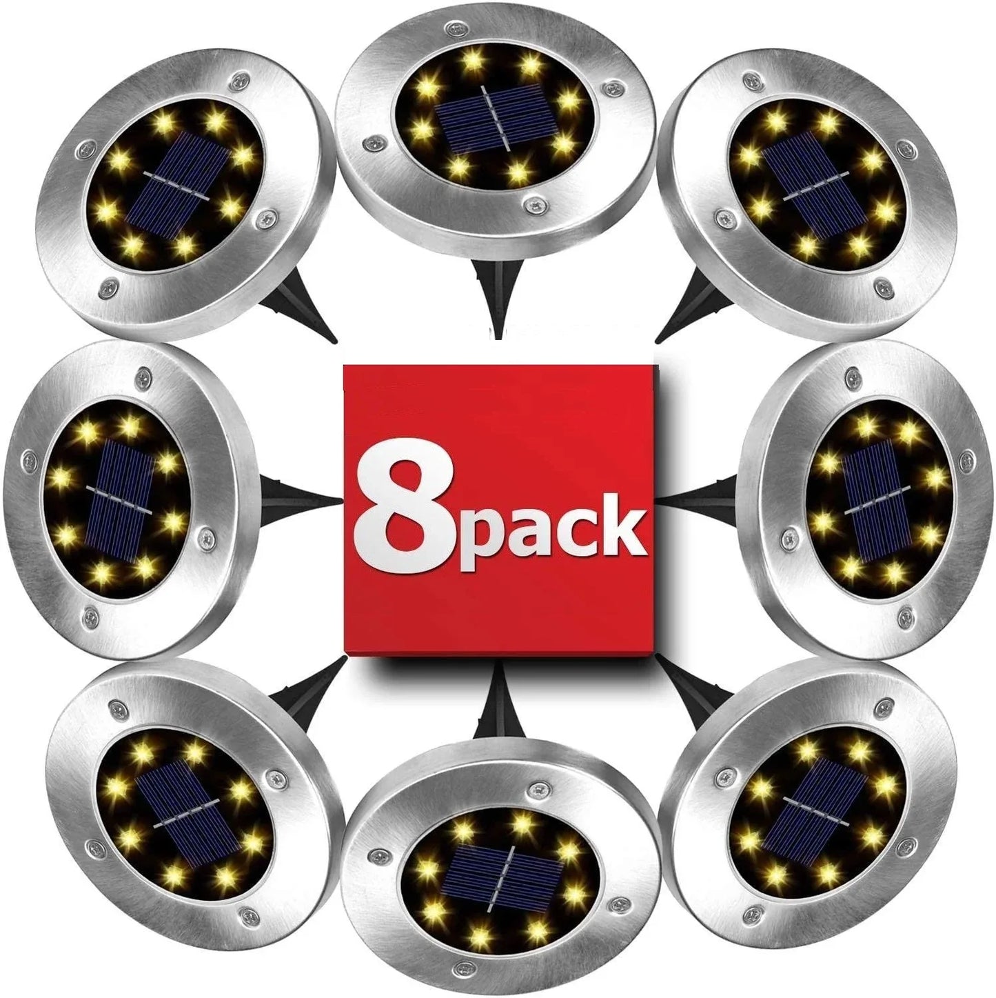 8 Pack LED Solar Pathway Lights Outdoor Solar Ground Lights (Warm White) - Mekamart Australia