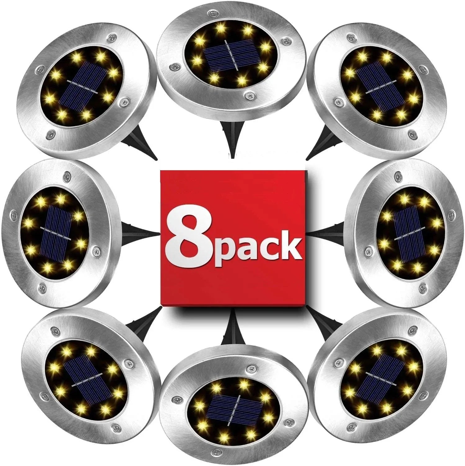 8 Pack LED Solar Pathway Lights Outdoor Solar Ground Lights (Warm White) - Mekamart Australia
