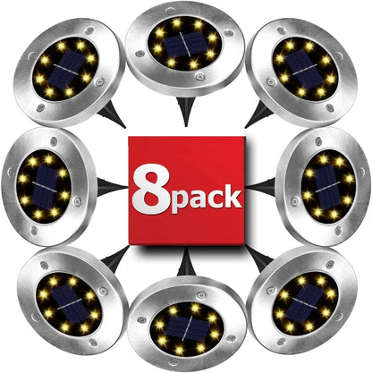 8 Pack LED Solar Pathway Lights Outdoor Solar Ground Lights (Warm White) - Mekamart Australia