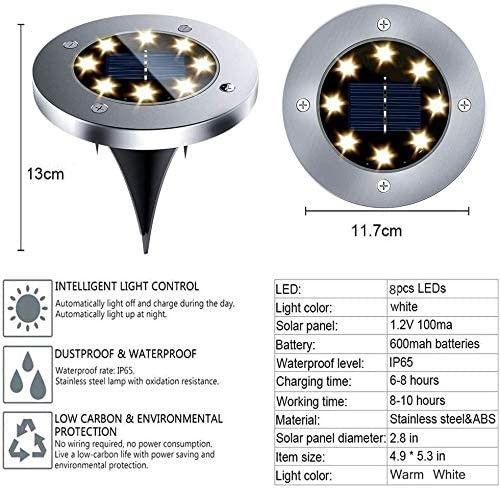 8 Pack LED Solar Pathway Lights Outdoor Solar Ground Lights (Warm White) - Mekamart Australia