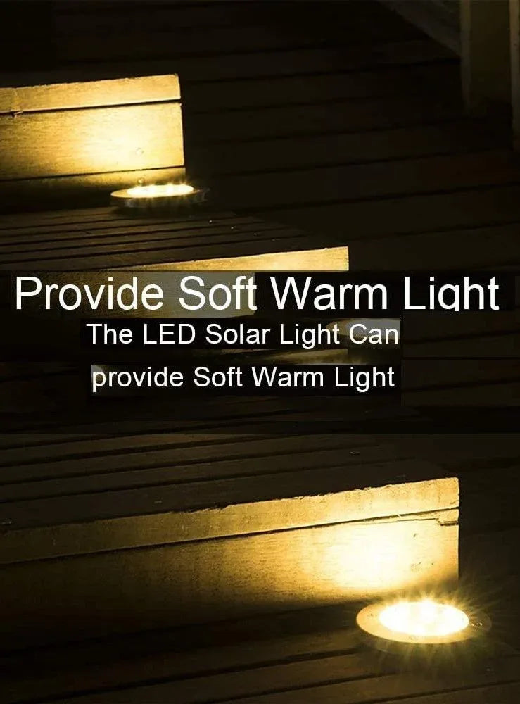 8 Pack LED Solar Pathway Lights Outdoor Solar Ground Lights (Warm White) - Mekamart Australia
