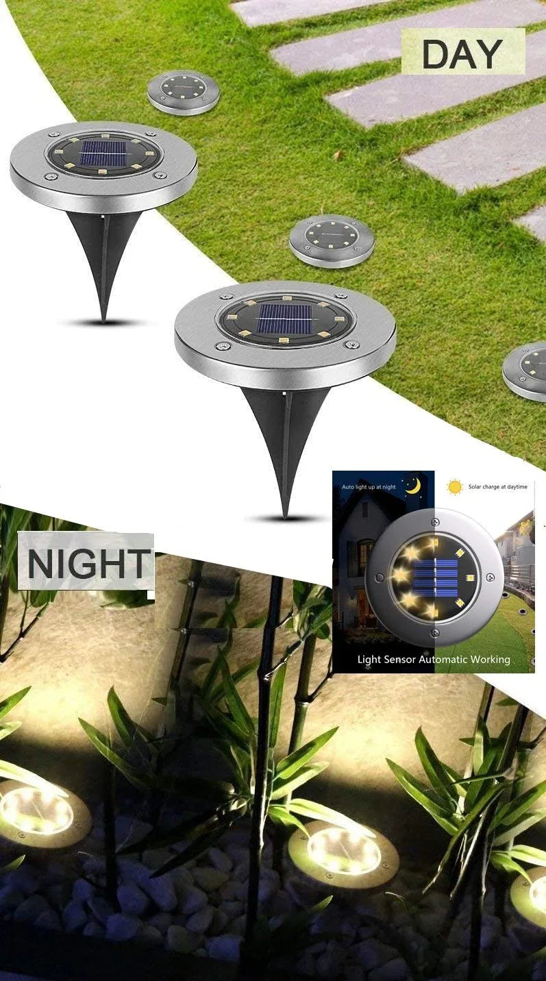 8 Pack LED Solar Pathway Lights Outdoor Solar Ground Lights (Warm White) - Mekamart Australia