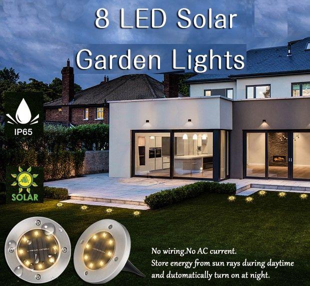 8 Pack LED Solar Pathway Lights Outdoor Solar Ground Lights (Warm White) - Mekamart Australia
