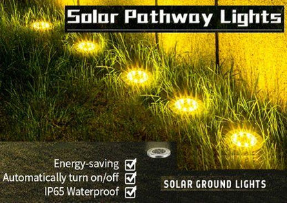 8 Pack LED Solar Pathway Lights Outdoor Solar Ground Lights (Warm White) - Mekamart Australia