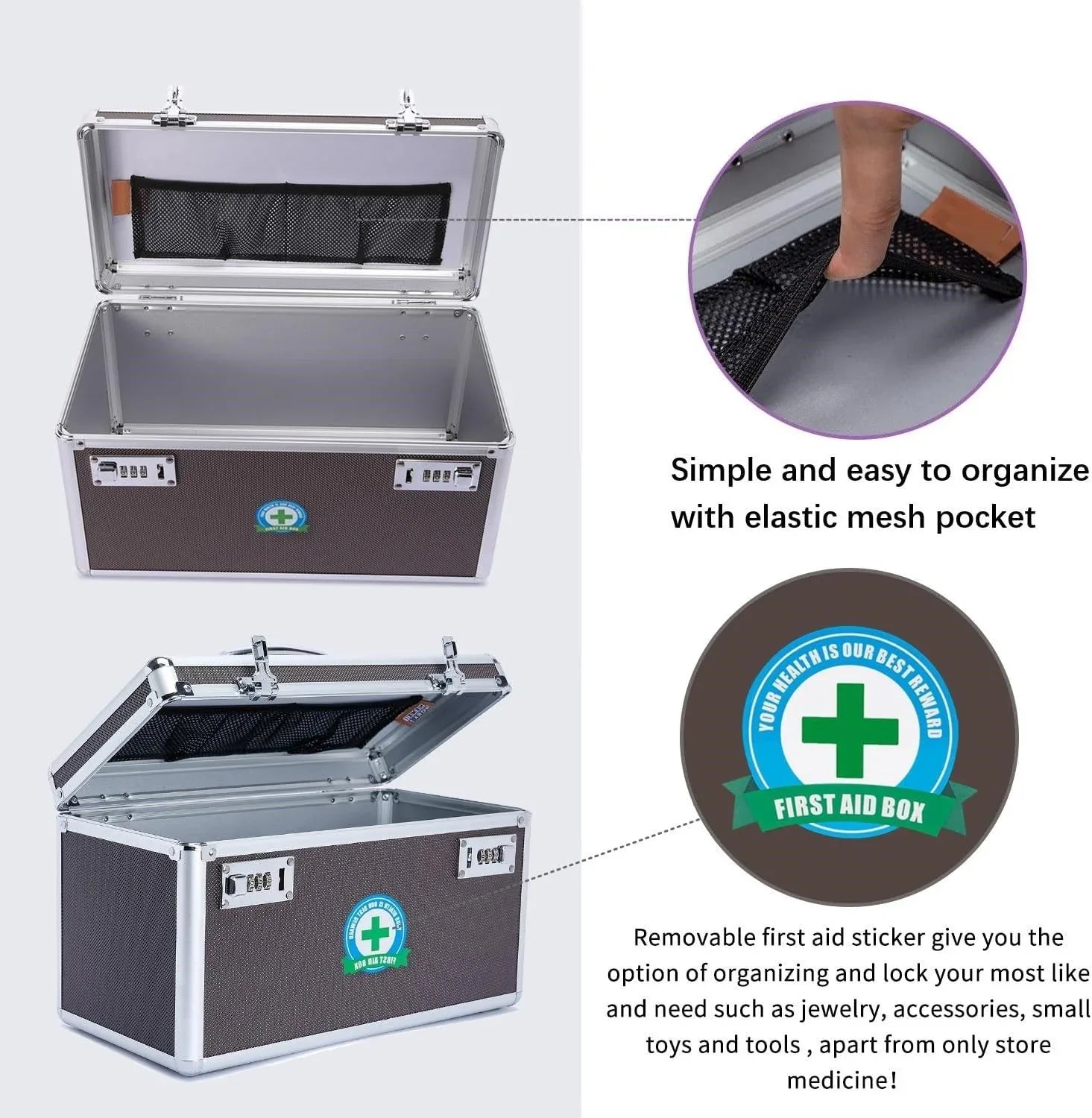 Portable Combination Medicine Box (Coffee/Large) - Mekamart Australia