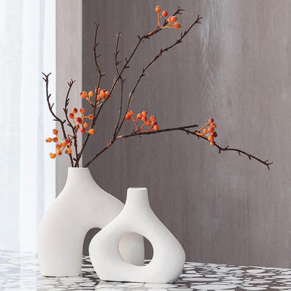 Ceramic Set of 2 Modern White Vases for Home D�cor - Mekamart Australia