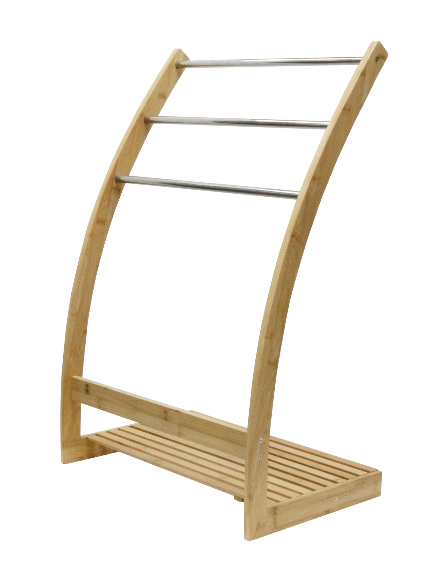 Bamboo Towel Bar Metal Holder Rack 3-Tier Freestanding and Bottom shelf for Bathroom - Mekamart Australia