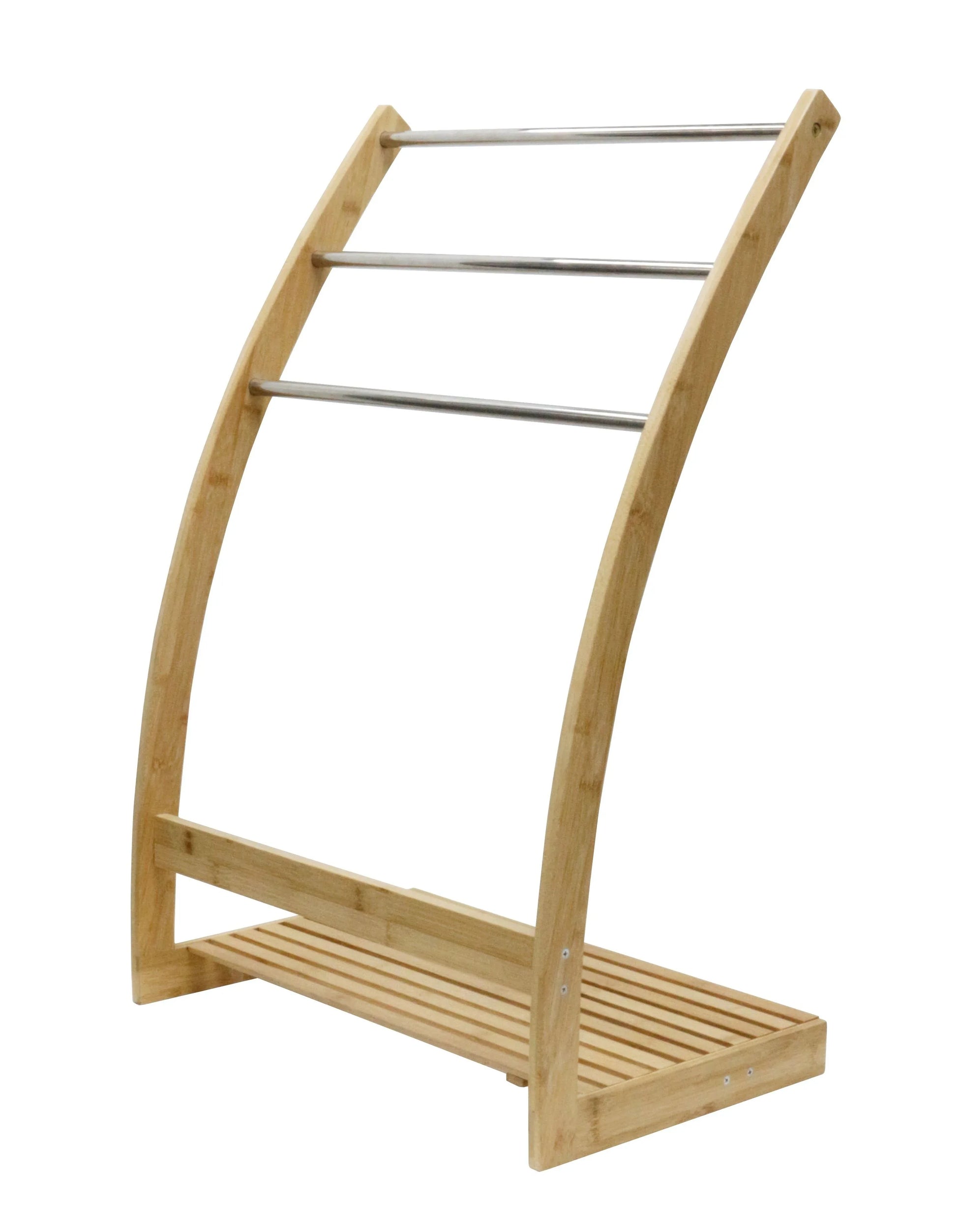 Bamboo Towel Bar Metal Holder Rack 3-Tier Freestanding and Bottom shelf for Bathroom - Mekamart Australia