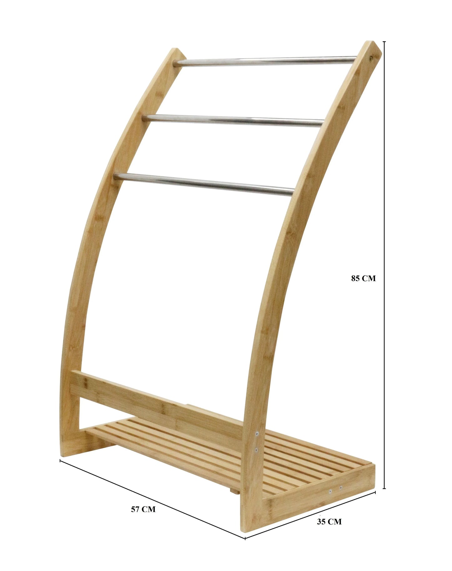 Bamboo Towel Bar Metal Holder Rack 3-Tier Freestanding and Bottom shelf for Bathroom - Mekamart Australia