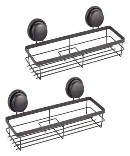 2 Pack Rectangular Corner Shower Caddy Shelf Basket Rack with Premium Vacuum Suction Cup No-Drilling for Bathroom and Kitchen - Mekamart Australia