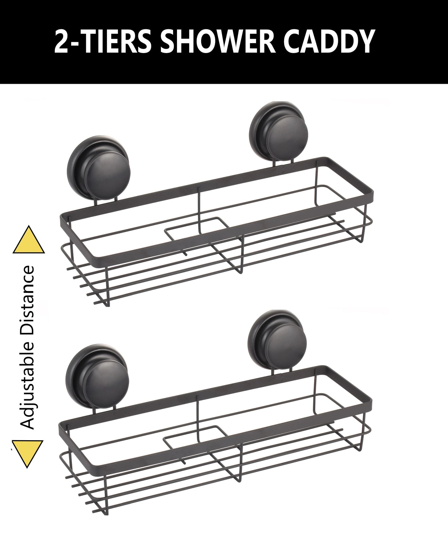 2 Pack Rectangular Corner Shower Caddy Shelf Basket Rack with Premium Vacuum Suction Cup No-Drilling for Bathroom and Kitchen - Mekamart Australia