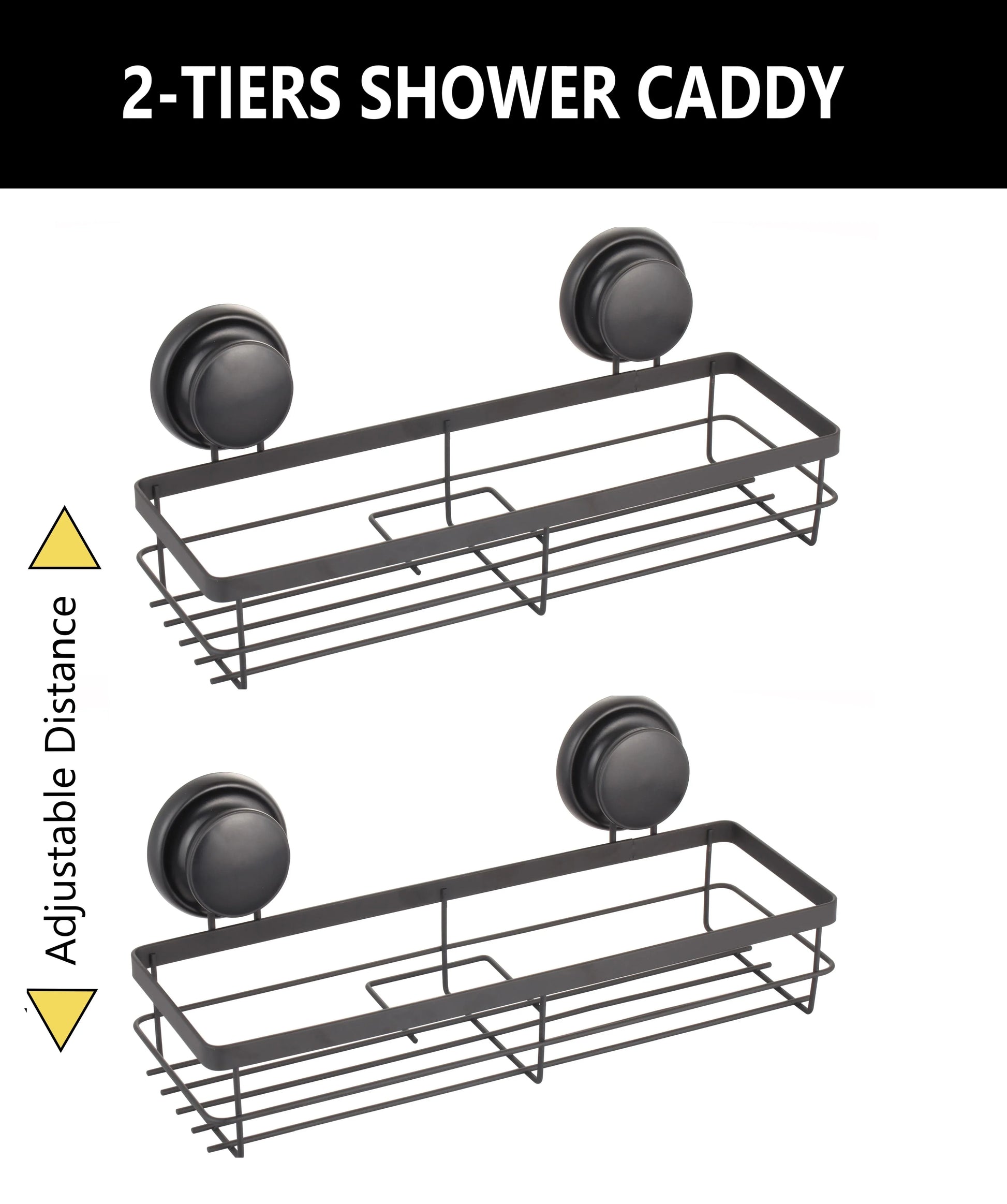 2 Pack Rectangular Corner Shower Caddy Shelf Basket Rack with Premium Vacuum Suction Cup No-Drilling for Bathroom and Kitchen - Mekamart Australia
