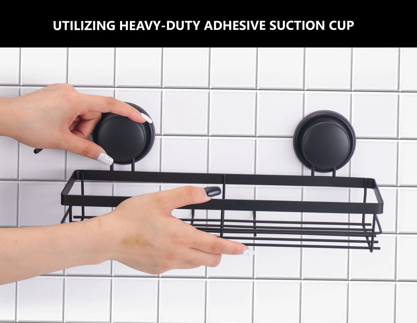 2 Pack Rectangular Corner Shower Caddy Shelf Basket Rack with Premium Vacuum Suction Cup No-Drilling for Bathroom and Kitchen - Mekamart Australia