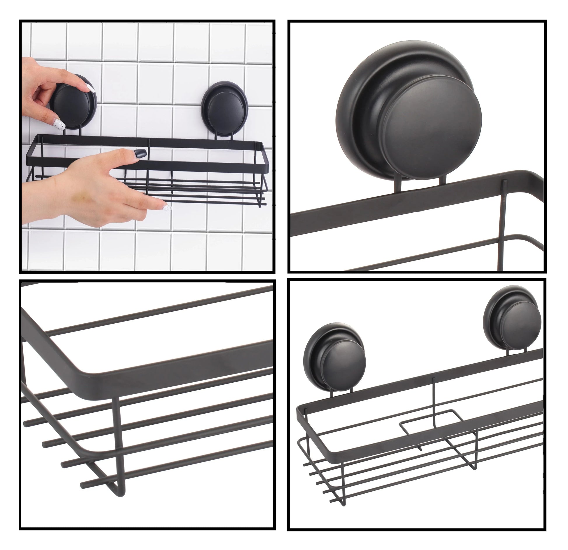 2 Pack Rectangular Corner Shower Caddy Shelf Basket Rack with Premium Vacuum Suction Cup No-Drilling for Bathroom and Kitchen - Mekamart Australia