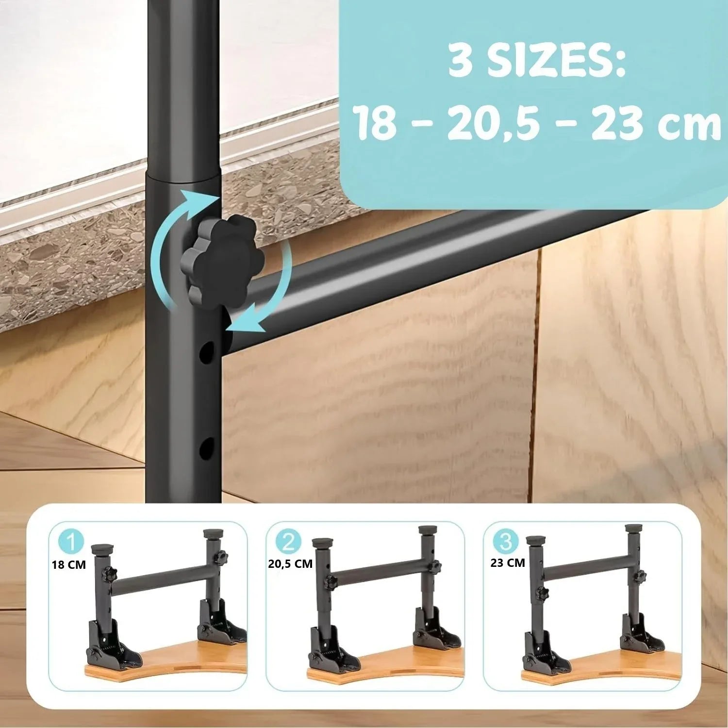 Bamboo Toilet Stool Foldable and Adjustable Height with Non-Slip Layer for Bathroom - Mekamart Australia