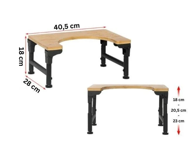 Bamboo Toilet Stool Foldable and Adjustable Height with Non-Slip Layer for Bathroom - Mekamart Australia