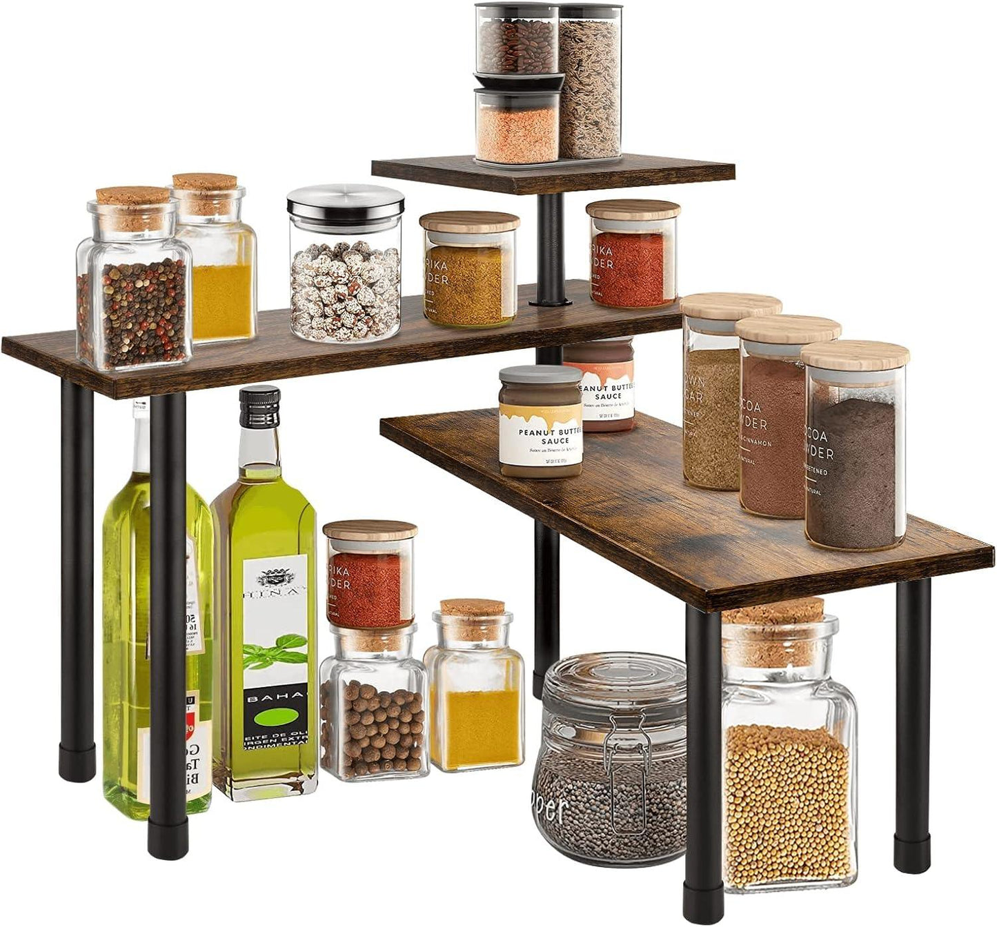 3-Tier Wooden Corner Shelf Kitchen Spice Rack Organiser Home Storage & Organisation - Mekamart Australia