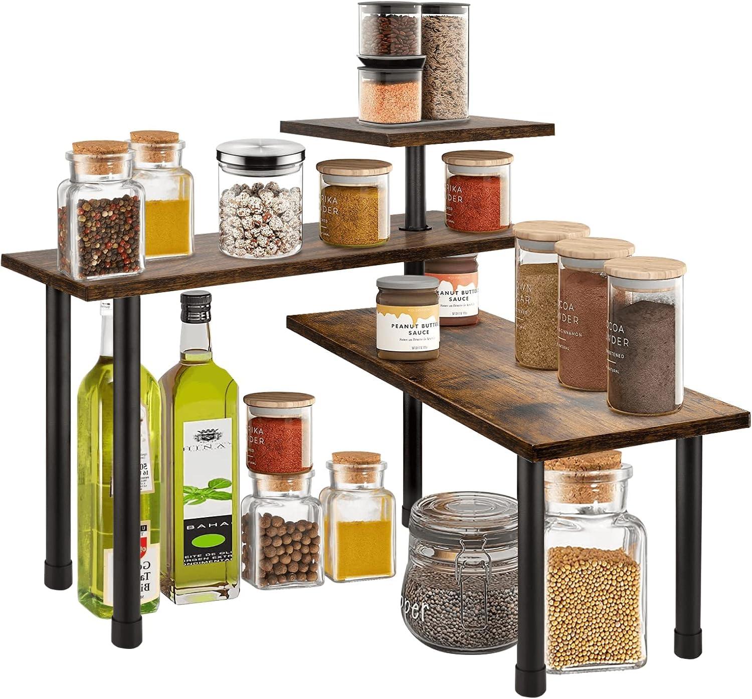 3-Tier Wooden Corner Shelf Kitchen Spice Rack Organiser Home Storage & Organisation - Mekamart Australia