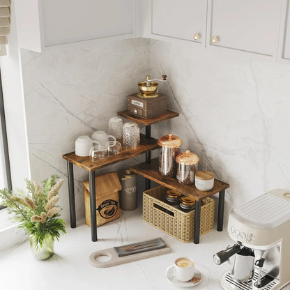 3-Tier Wooden Corner Shelf Kitchen Spice Rack Organiser Home Storage & Organisation - Mekamart Australia