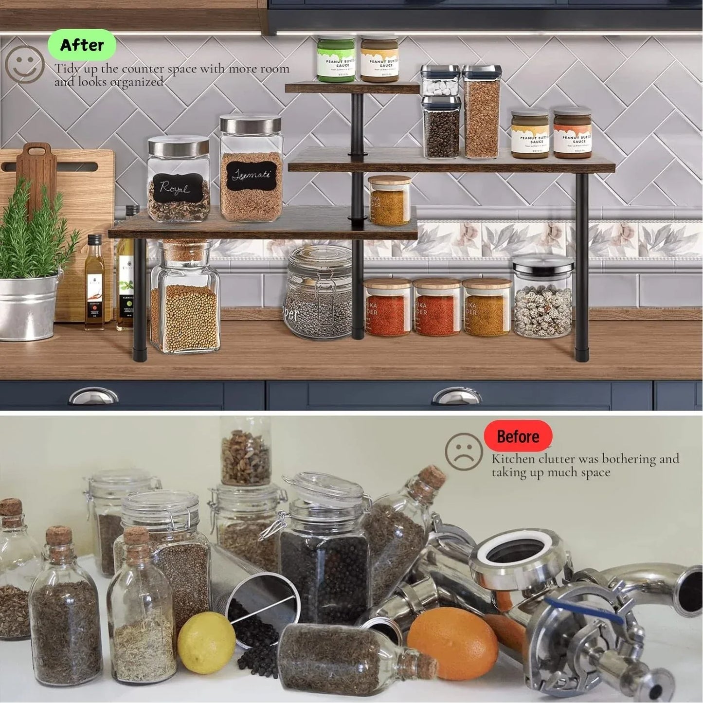 3-Tier Wooden Corner Shelf Kitchen Spice Rack Organiser Home Storage & Organisation - Mekamart Australia