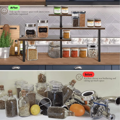 3-Tier Wooden Corner Shelf Kitchen Spice Rack Organiser Home Storage & Organisation - Mekamart Australia