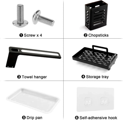 CARLA HOME Kitchen Sink Caddy Organizer with Sponge, Soap & Brush Storage and Rag Rack, Drain Tray & Utensil Holder - Mekamart Australia
