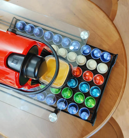 CARLA HOME 60 Coffee Pod Holder Drawer with Tempered Glass Capsule Organizer for Nespresso Pods and Sliding Drawer for Kitchen Countertop - Mekamart Australia
