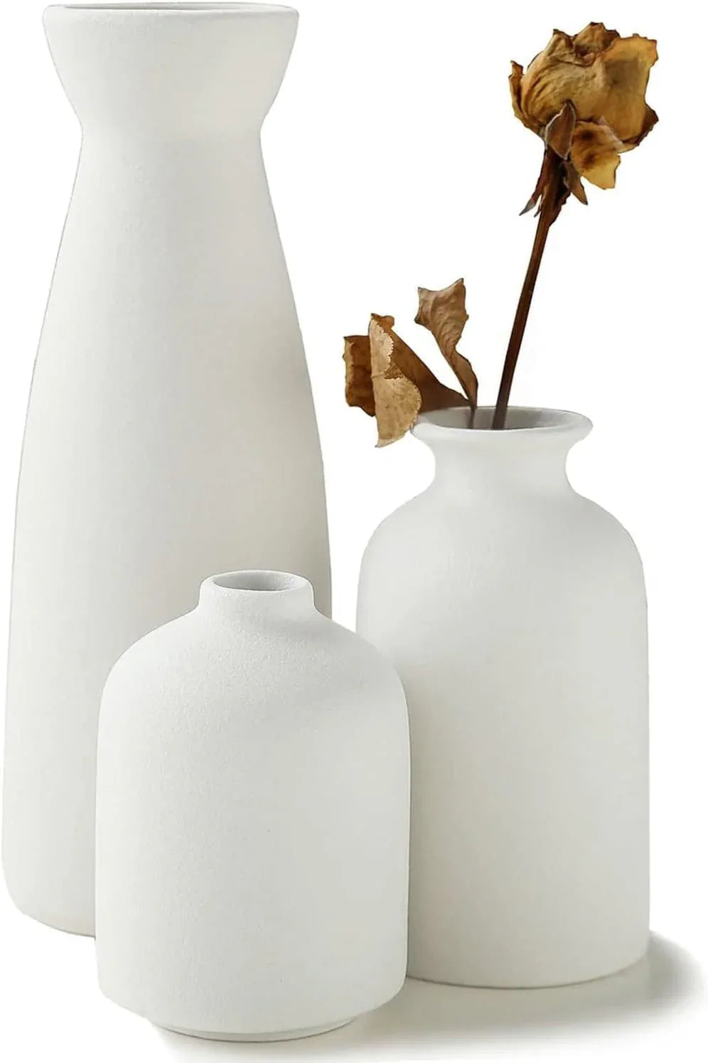 Ceramic Set of 3 Modern White Vases for Home D�cor - Mekamart Australia