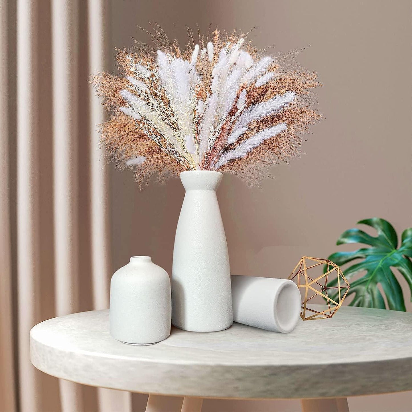 Ceramic Set of 3 Modern White Vases for Home D�cor - Mekamart Australia
