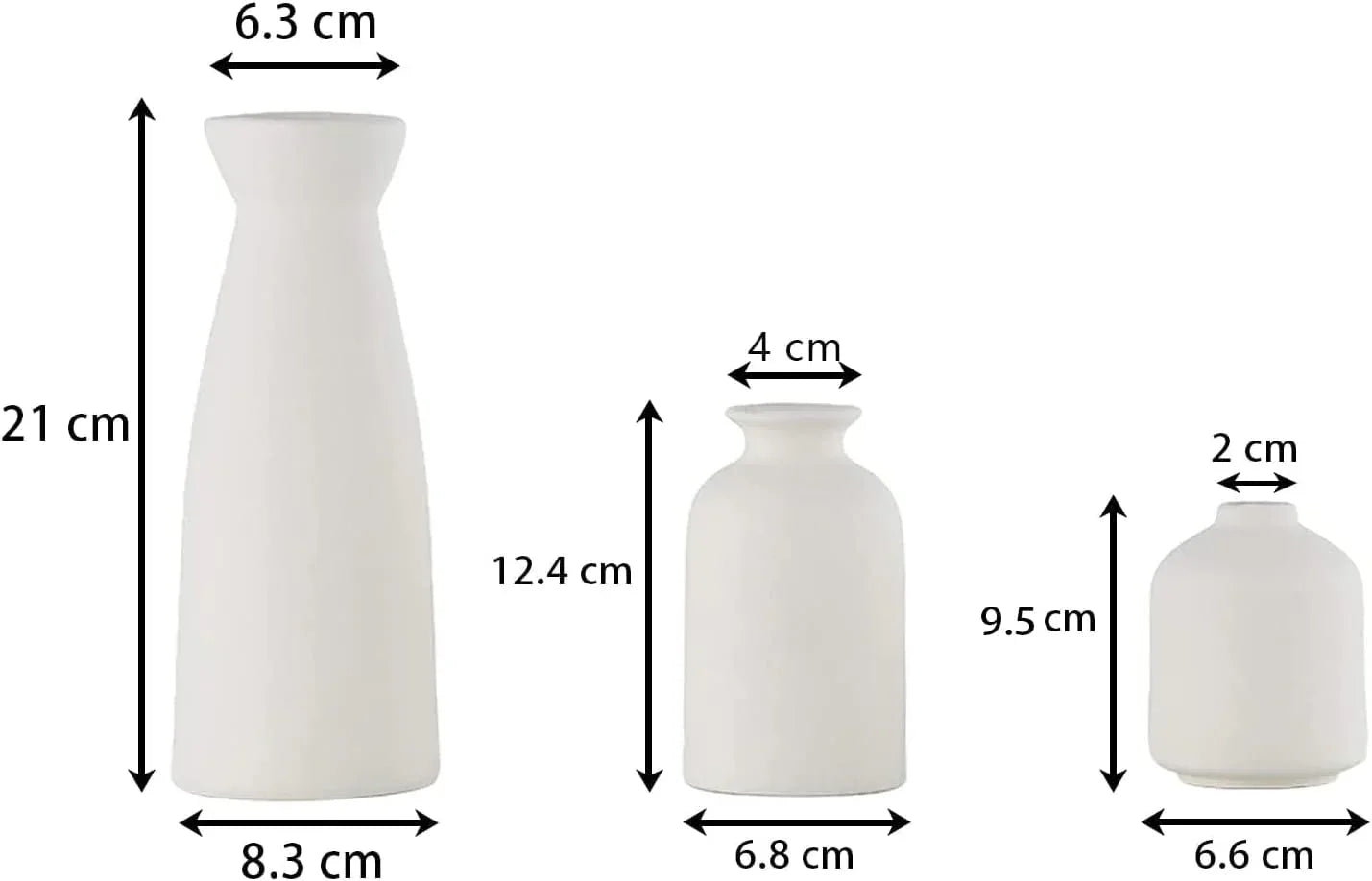Ceramic Set of 3 Modern White Vases for Home D�cor - Mekamart Australia