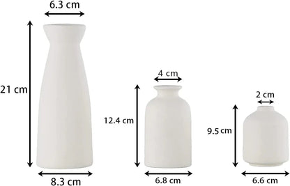 Ceramic Set of 3 Modern White Vases for Home D�cor - Mekamart Australia