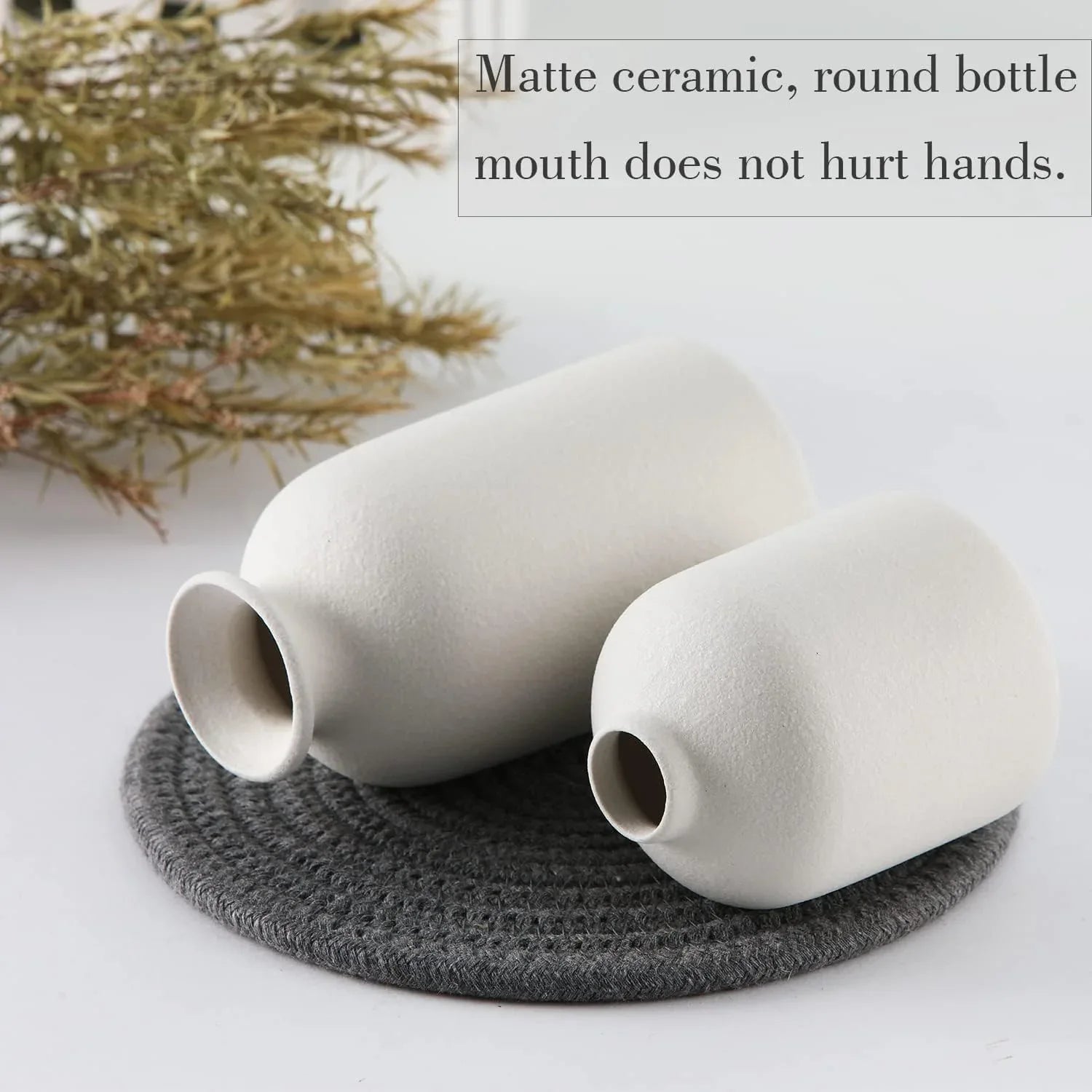 Ceramic Set of 3 Modern White Vases for Home D�cor - Mekamart Australia