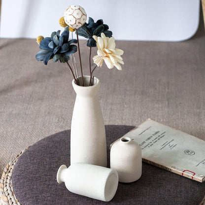 Ceramic Set of 3 Modern White Vases for Home D�cor - Mekamart Australia