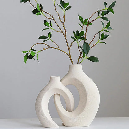 Ceramic Set of 2 Creative White Vases for Home Decor - Mekamart Australia