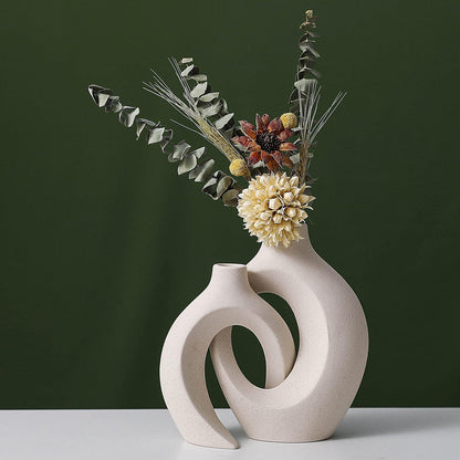 Ceramic Set of 2 Creative White Vases for Home Decor - Mekamart Australia