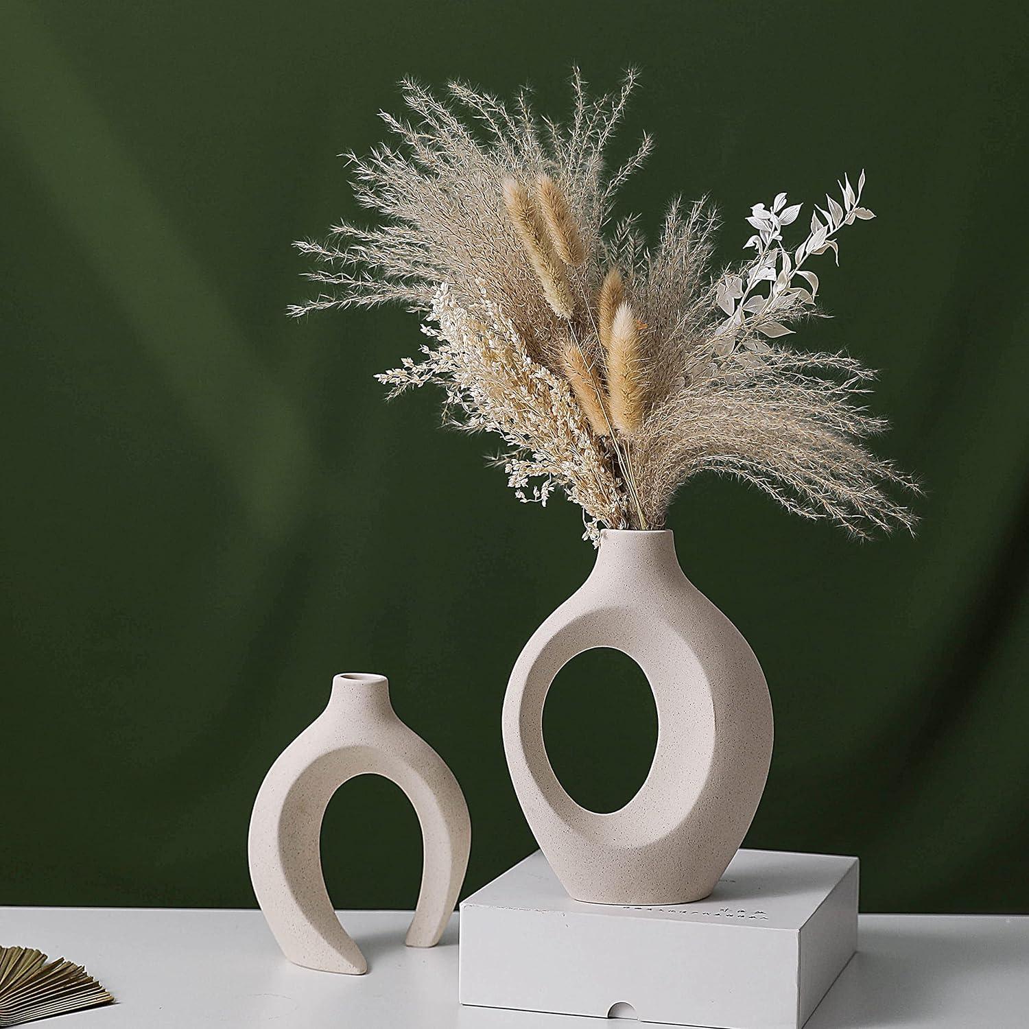 Ceramic Set of 2 Creative White Vases for Home Decor - Mekamart Australia