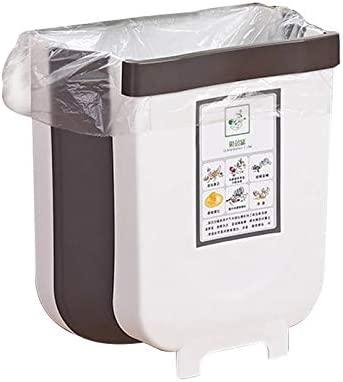Hanging Trash Can Collapsible Small Garbage Waste Bin for Kitchen Cabinet Door (White) - Mekamart Australia