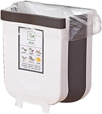 Hanging Trash Can Collapsible Small Garbage Waste Bin for Kitchen Cabinet Door (White) - Mekamart Australia