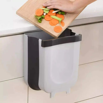 Hanging Trash Can Collapsible Small Garbage Waste Bin for Kitchen Cabinet Door (Grey) - Mekamart Australia
