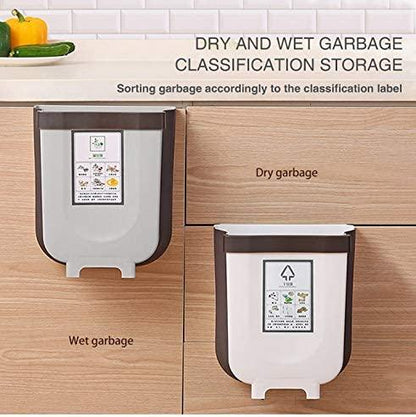 Hanging Trash Can Collapsible Small Garbage Waste Bin for Kitchen Cabinet Door (Grey) - Mekamart Australia