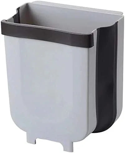 Hanging Trash Can Collapsible Small Garbage Waste Bin for Kitchen Cabinet Door (Grey) - Mekamart Australia