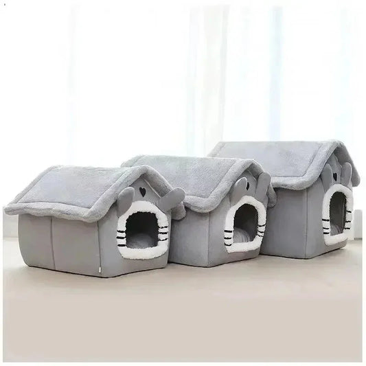 Soft Indoor Dog House & Bed, Washable Grey - Mekamart Australia