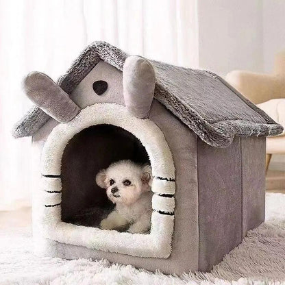 Soft Indoor Dog House & Bed, Washable Grey - Mekamart Australia
