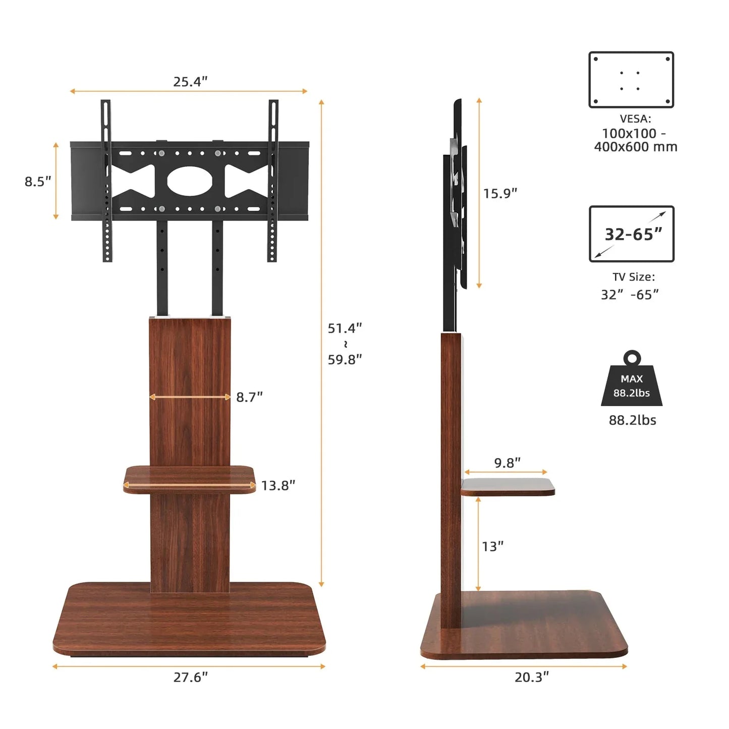 Adjustable Wood TV Stand for 32-65 Inch LCD LED - Mekamart Australia