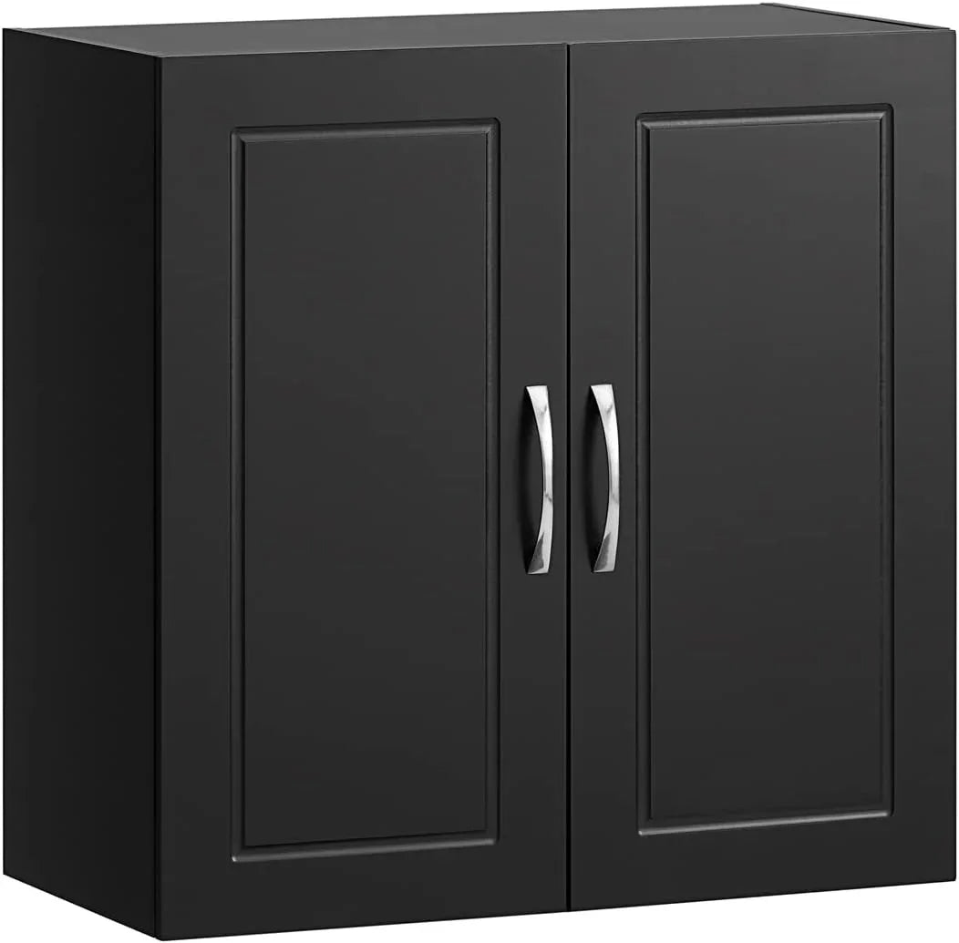Wall Storage Cabinet Double Doors, Black - Mekamart Australia