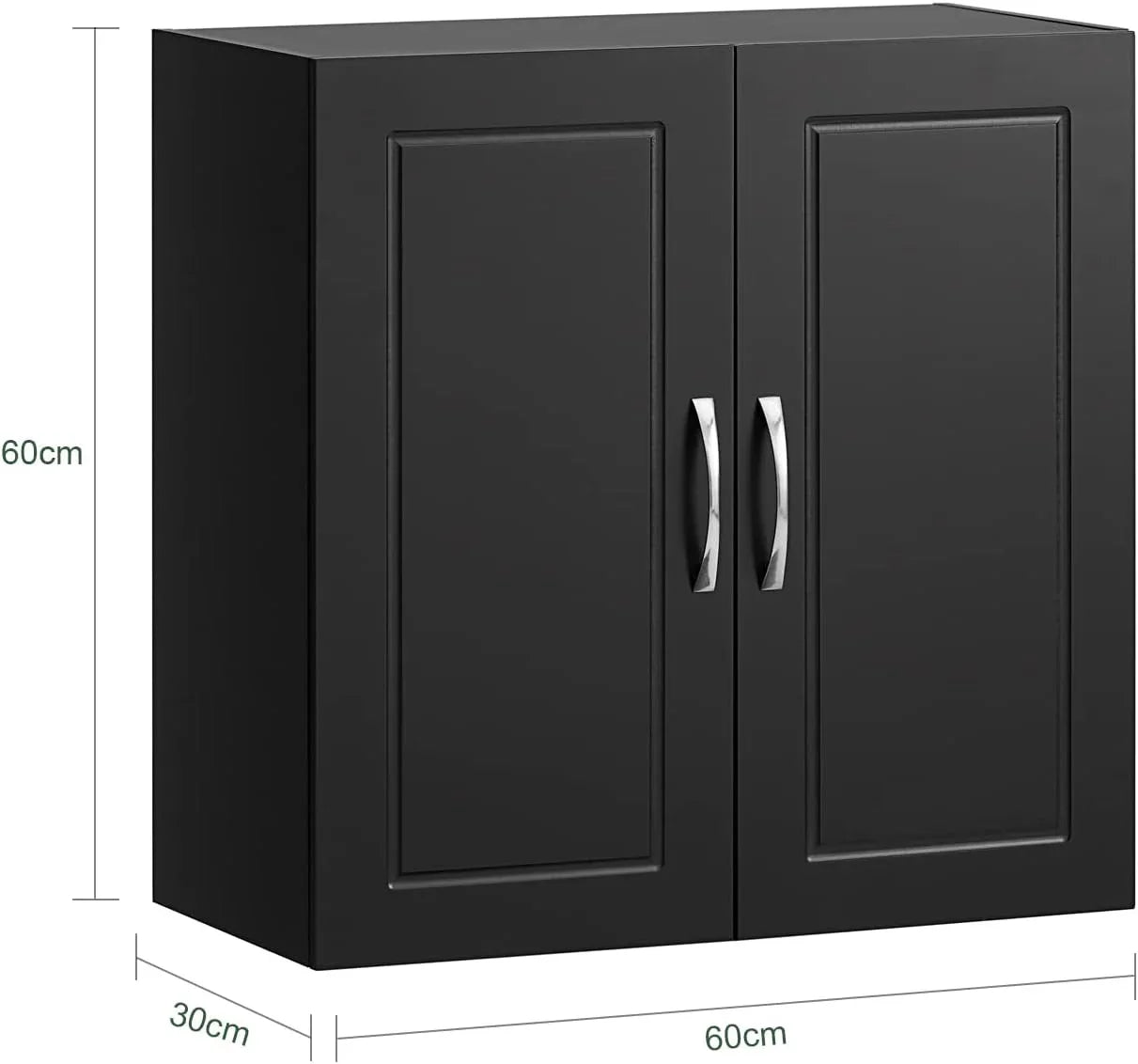 Wall Storage Cabinet Double Doors, Black - Mekamart Australia